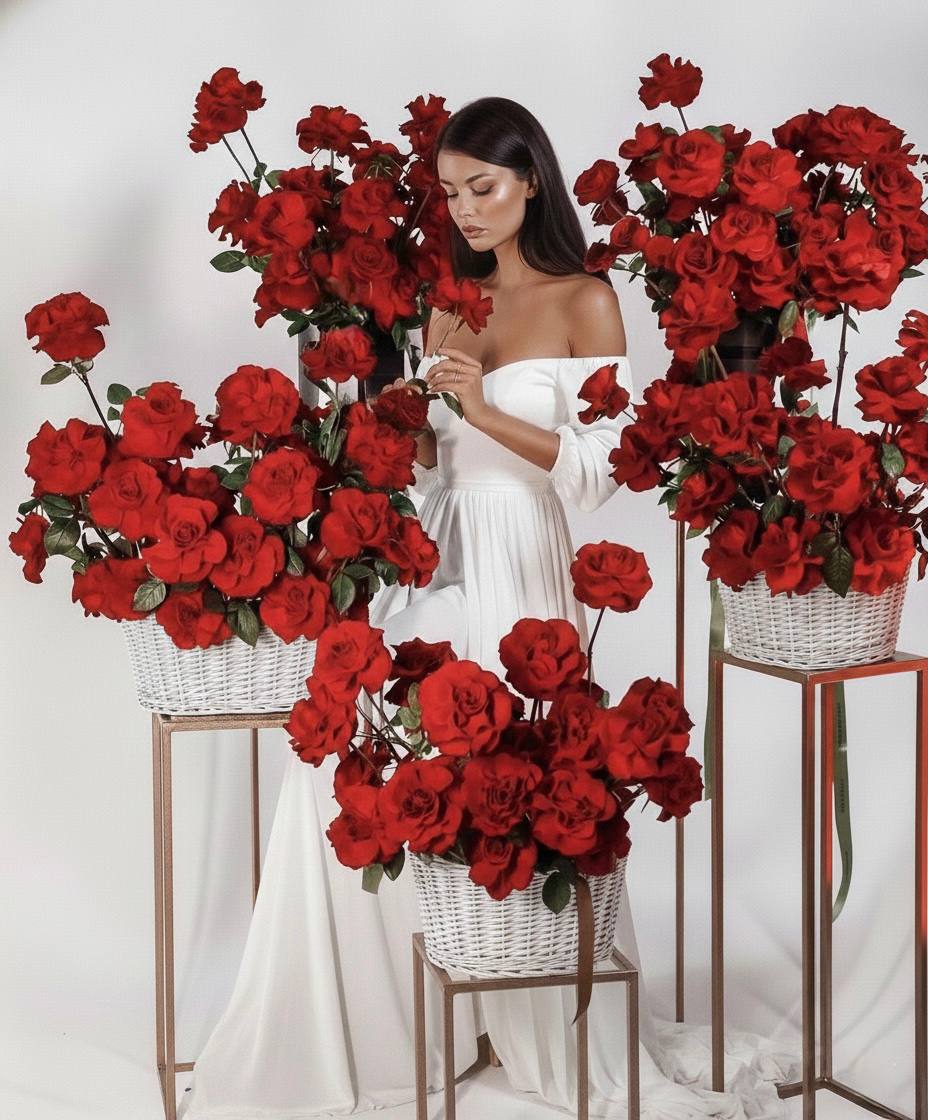 Сет из красных французских роз в Красной Поляне