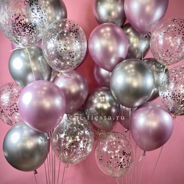 Фонтан шаров "Silver pink" в Красной Поляне