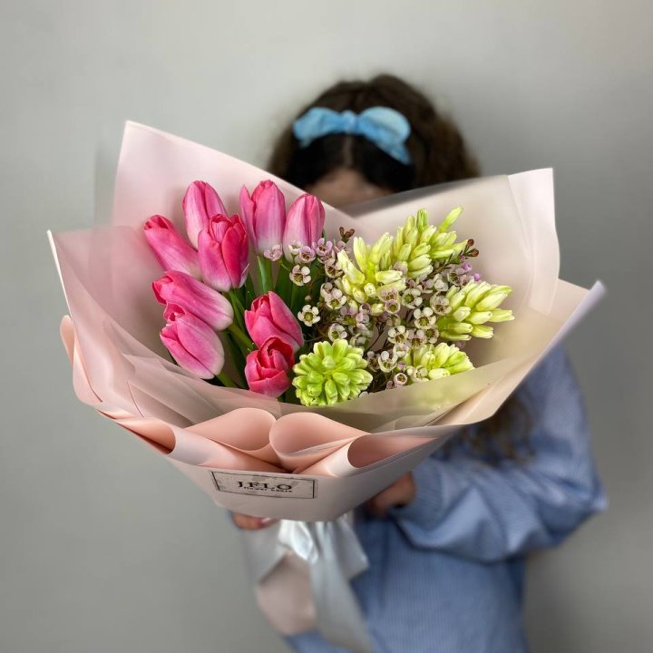  Дуо тюльпаны и гиацинты с доставкой в Красной Поляне