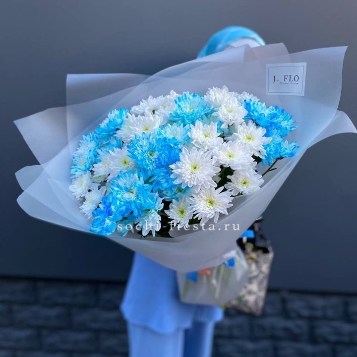Букет хризантем "Голубая снежинка" в Красной Поляне