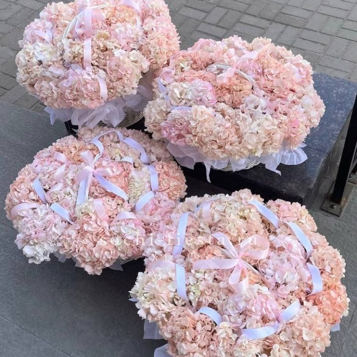 4 корзины из 15 гортензий в Красной Поляне