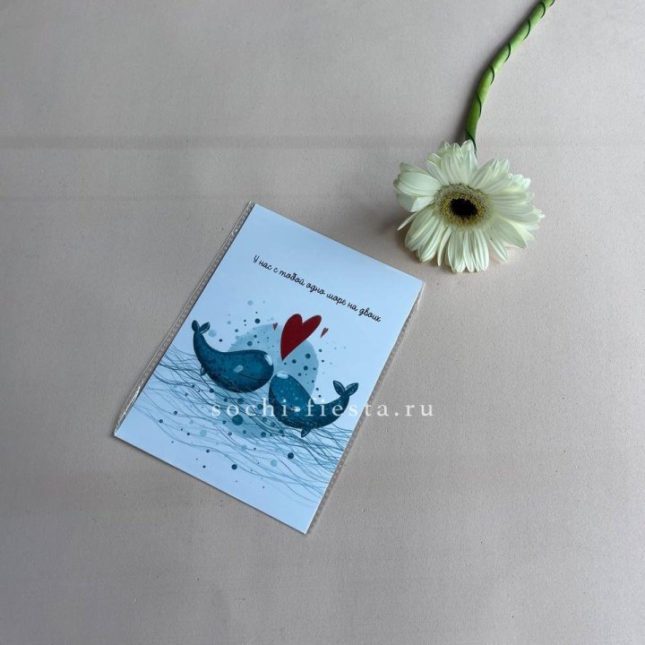 Открытка к букету "У нас с тобой одно море на двоих" в Красной Поляне
