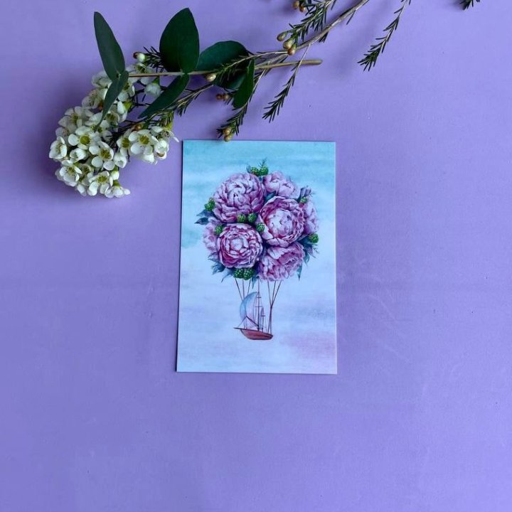 Открытка к букету "Пион" в Красной Поляне