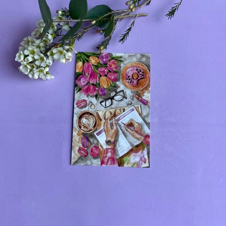 Открытка к букету "Леди на работе" в Красной Поляне