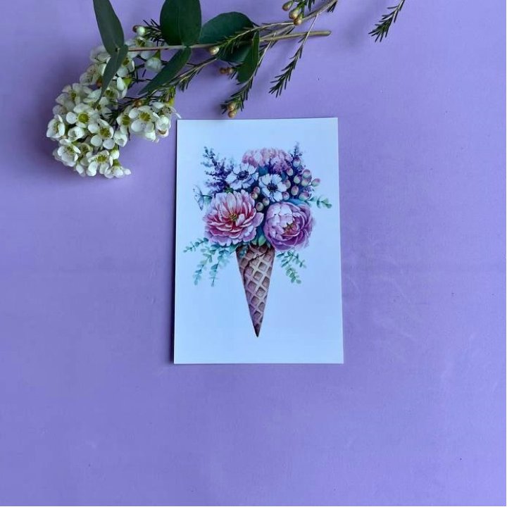 Открытка к букету "Цветочно-кремовый" в Красной Поляне