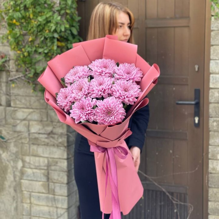 Букет хризантем розовый в Красной Поляне