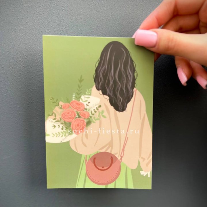 Открытка к букету "Потрясающая девушка" в Красной Поляне