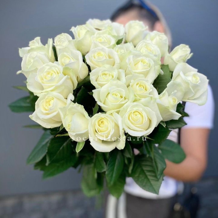 Голландские розы White 25 с доставкой в Красной Поляне
