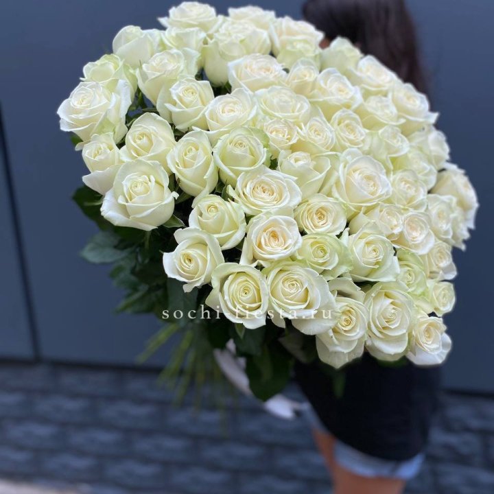 51 белоснежная высокая роза с доставкой в Красной Поляне