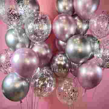 Фонтан шаров "Silver pink" в Красной Поляне